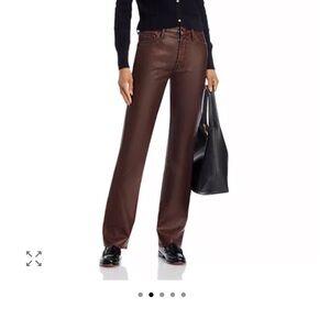MOTHER Rich Brown Straight Leg leather Pants $275 currently in Bloomingdales